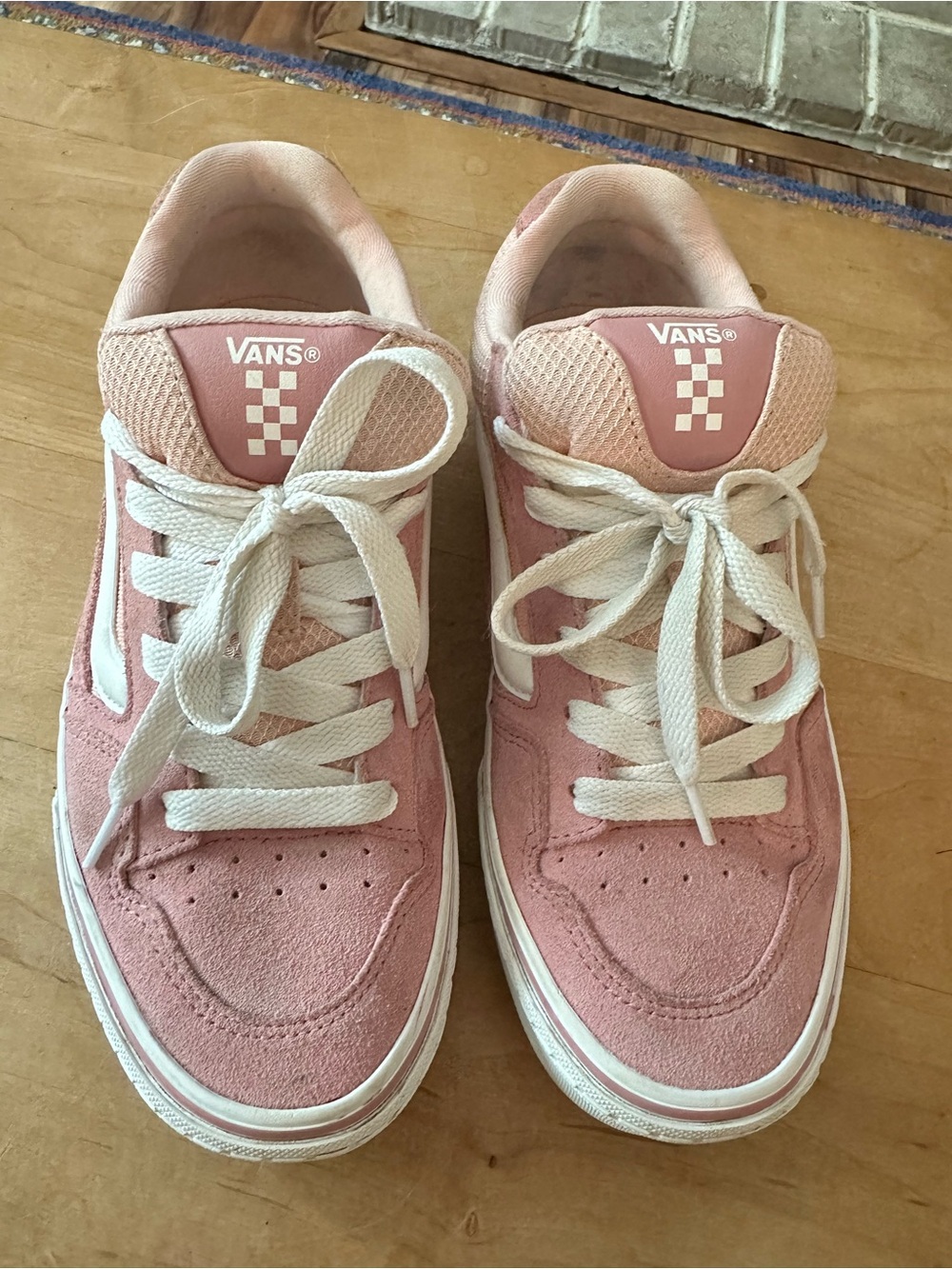 Vans Women’s Pink Suede Low-Top Sneakers with White Accents